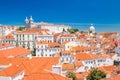 Lisbon city with red tile roofs and monastery Igreja Sao Vicente de Fora, Portugal Royalty Free Stock Photo