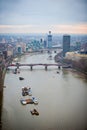 Aerial view of Central London and Thames River Royalty Free Stock Photo