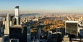 Aerial View, Central Park in Fall with Midtown skyscrapers, NYC Royalty Free Stock Photo