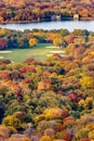 Aerial View Central Park and Reservoir in Autumn, New York Royalty Free Stock Photo