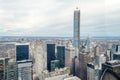 Aerial View of Central Park and Upper East Side in Manhattan, New York City, USA. Famous Buildings and Skyscrapers Royalty Free Stock Photo