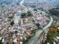 Aerial view of the central part of Kutaisi with Rioni river Royalty Free Stock Photo
