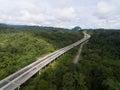 Aerial view of Central Spine Road CSR highway located in kuala lipis, pahang, malaysia
