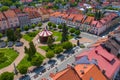 Aerial view of central square in Zory. Upper Silesia. Poland Royalty Free Stock Photo