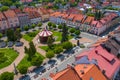 Aerial view of central square in Zory. Upper Silesia. Poland