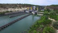 Aerial view of Cernavoda sluice gate, Ecluza Cernavoda