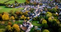 The aerial view of Cerne Abbas village in Dorset, England Royalty Free Stock Photo