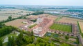 Aerial view of the Certosa di Pavia, the monastery and shrine in the province of Pavia, Lombardia, Italy Royalty Free Stock Photo