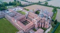 Aerial view of the Certosa di Pavia, the monastery and shrine in the province of Pavia, Lombardia, Italy Royalty Free Stock Photo