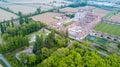 Aerial view of the Certosa di Pavia, the monastery and shrine in the province of Pavia, Lombardia, Italy Royalty Free Stock Photo