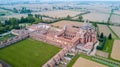 Aerial view of the Certosa di Pavia, the monastery and shrine in the province of Pavia, Lombardia, Italy Royalty Free Stock Photo