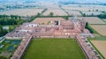 Aerial view of the Certosa di Pavia, the monastery and shrine in the province of Pavia, Lombardia, Italy Royalty Free Stock Photo