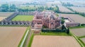 Aerial view of the Certosa di Pavia, the monastery and shrine in the province of Pavia, Lombardia, Italy Royalty Free Stock Photo