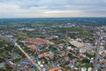 Aerial view of Cha Choeng Sao town, Chonburi near Bangkok, Thailand. Tourism city in Asia. Hotels and residential buildings with