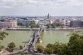 Aerial view of Chain bridge. Budapest, Hungary Royalty Free Stock Photo