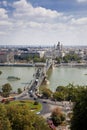 Aerial view of Chain bridge. Budapest, Hungary Royalty Free Stock Photo