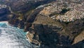 Aerial view of the beautiful cliffs of the Cumbres del Sol, in the town of Benitachell, Spain. Royalty Free Stock Photo