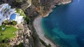 Aerial view of the wonderful Cala del Moraig and Cala de los Tiestos, Spain. Royalty Free Stock Photo