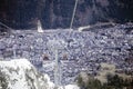 Bird eye view of Chamonix, where urbanity and alpine nature intertwine.