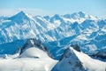 Aerial view of Chamonix valley mountains Montblanc in France in winter Royalty Free Stock Photo