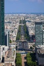 Aerial view of the Champs Elysees in Paris Royalty Free Stock Photo