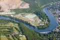 Aerial View : Channeling site along a river Royalty Free Stock Photo