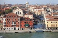 Aerial view of channels in Venice