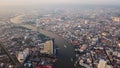 Aerial view of Chao Phraya River, Bangkok Downtown. Financial di Royalty Free Stock Photo