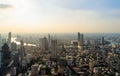 Aerial view of Chao Phraya River, Bangkok Downtown. Financial di Royalty Free Stock Photo