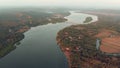 Aerial view of Chapora river and Siolim bridge in Goa.