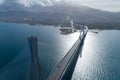 Aerial view of the Charilaos Trikoupis bridge Rio-Antirio Royalty Free Stock Photo