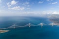 Aerial view of the Charilaos Trikoupis bridge Rio-Antirio Royalty Free Stock Photo