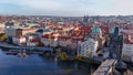 Aerial view Charles Bridge of the old town in Prague, Czech Republic Royalty Free Stock Photo