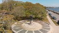 Aerial view of Charleston square and cityscape from the river, S Royalty Free Stock Photo