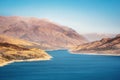 Aerial view of Charvak Lake, Uzbekistan Royalty Free Stock Photo