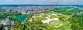 Aerial view of Chateau de Fontainebleau with its gardens, a UNESCO World Heritage Site in France Royalty Free Stock Photo