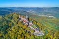 Aerial view of the Chateau du Haut-Koenigsbourg in the Vosges mountains. Alsace, France