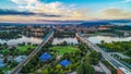 Aerial View of Chattanooga Tennessee TN Skyline Royalty Free Stock Photo