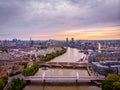 Aerial view of Chelsea bridge and central London, UK Royalty Free Stock Photo