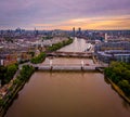 Aerial view of Chelsea bridge and central London, UK Royalty Free Stock Photo