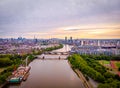 Aerial view of Chelsea bridge and central London, UK Royalty Free Stock Photo