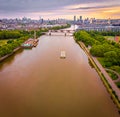 Aerial view of Chelsea bridge and central London, UK Royalty Free Stock Photo