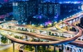 Aerial View of Chengdu overpass at Night Royalty Free Stock Photo