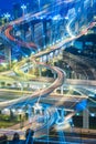 Aerial View of Chengdu overpass at Night Royalty Free Stock Photo