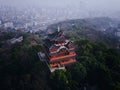 Aerial view of Chenghuang Pagoda (City God pavilion) in Hangzhou, China
