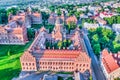 Aerial view of Chernivtsi National University named after Yuriy Fedkovych, the residence of seminars and the Church of the Three Royalty Free Stock Photo