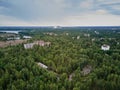 Aerial view of Chernobyl Ukraine exclusion zone Zone of high radioactivity Royalty Free Stock Photo