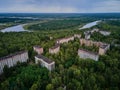 Aerial view of Chernobyl Ukraine exclusion zone Zone of high radioactivity Royalty Free Stock Photo