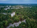 Aerial view of Chernobyl Ukraine exclusion zone Zone of high radioactivity Royalty Free Stock Photo