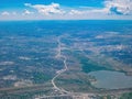 Aerial view of Cherry Creek Reservoir, view from window seat in an airplane Royalty Free Stock Photo